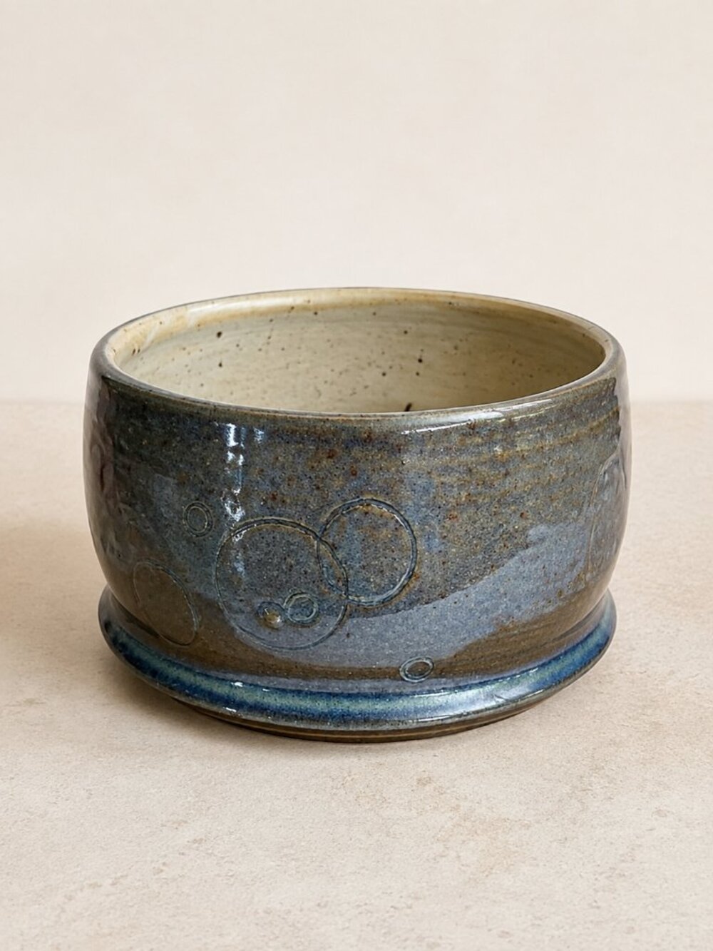 D Hurick Signed Hand Thrown Blue Stoneware Studio Pottery Planter Bowl